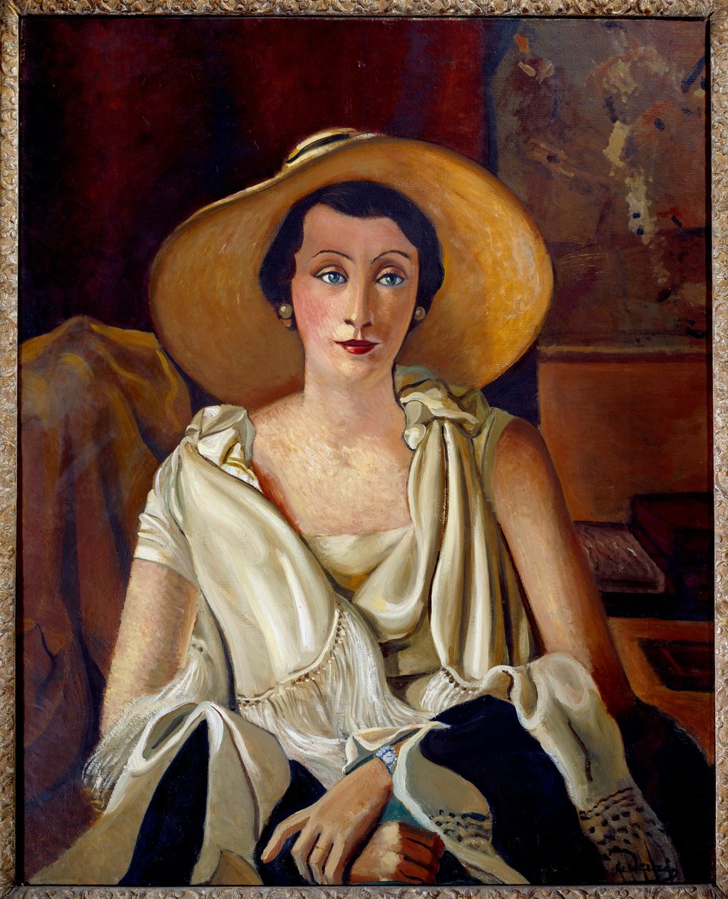 Muotokuva Madame Paul Guillaume isohattuisena. tekijältä Andre Derain