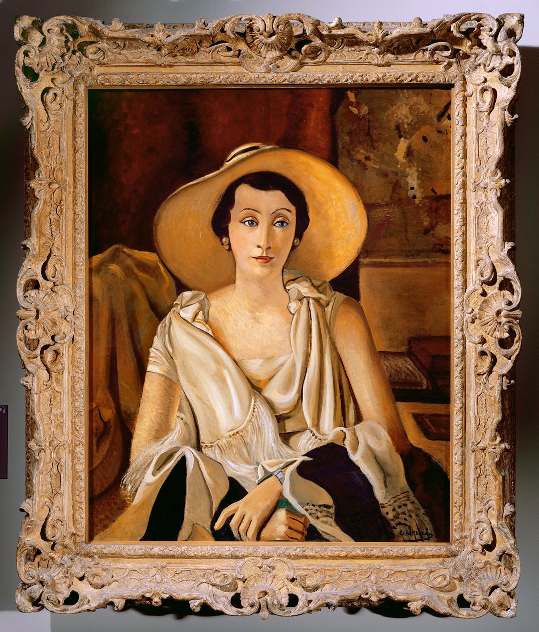 Muotokuva Madame Paul Guillaumesta, jolla on suuri hattu, noin 1928-29 (öljy kankaalle) (ks. myös 287565). tekijältä Andre Derain