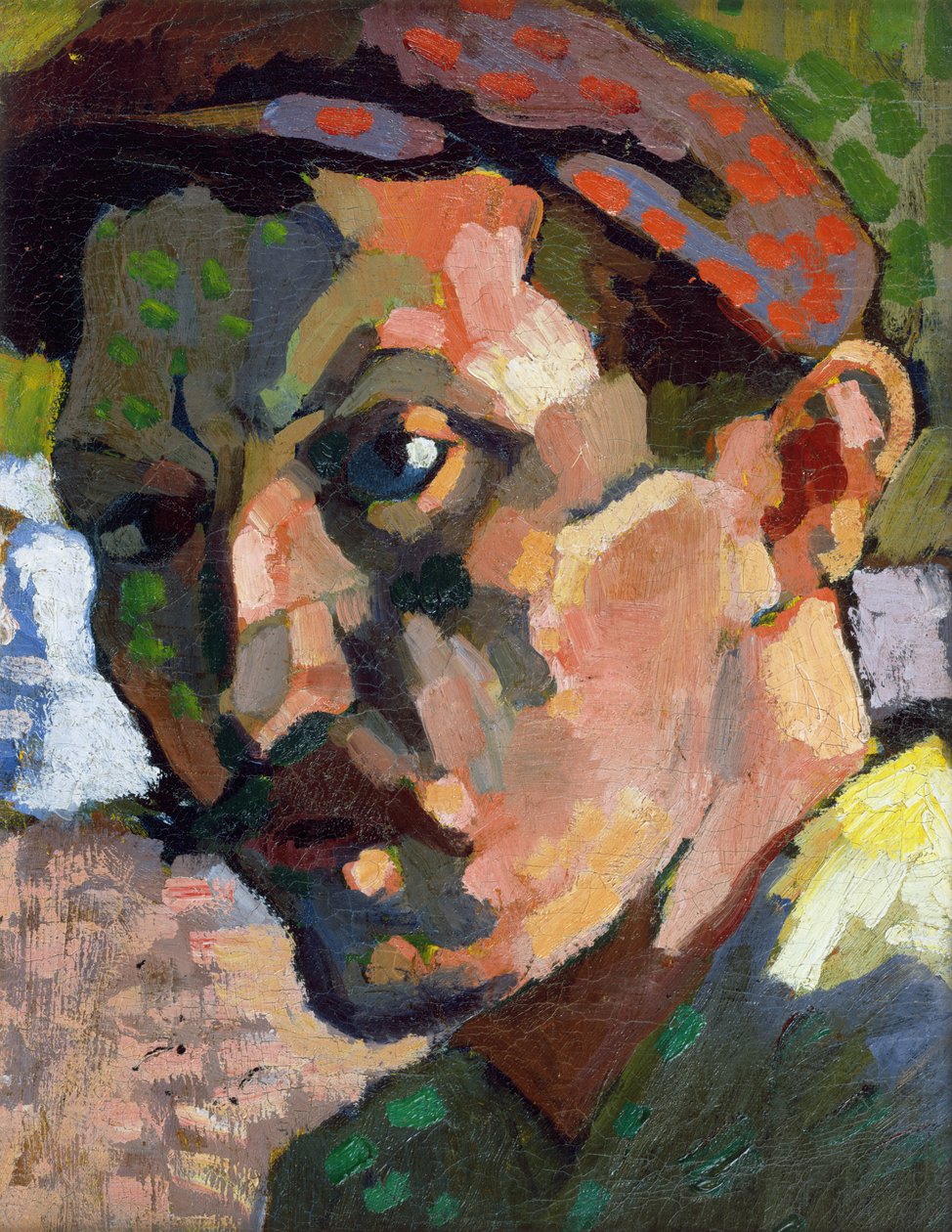 Omakuva lippalakki päässä, noin 1905 (öljy kankaalle). tekijältä Andre Derain
