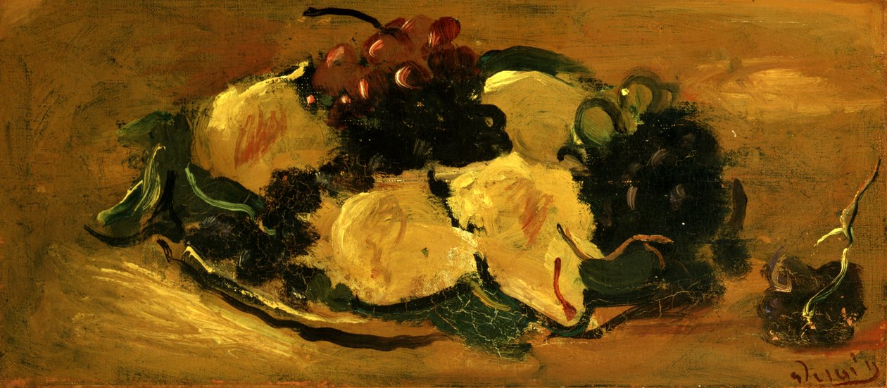 Hedelmäinen asetelma, noin 1925 (öljy paperille). tekijältä Andre Derain