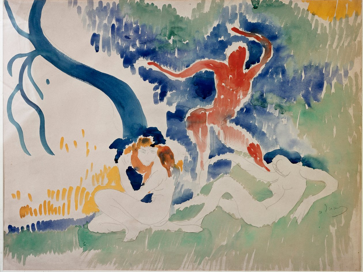 Kolme tanssijaa, 20. vuosisata (akvarelli) tekijältä Andre Derain