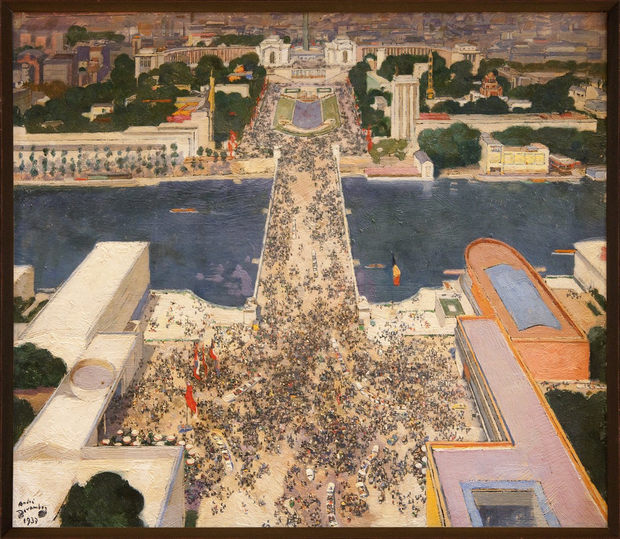 Vuoden 1937 kansainvälinen näyttely Eiffel-tornin toisesta kerroksesta katsottuna, Chaillot