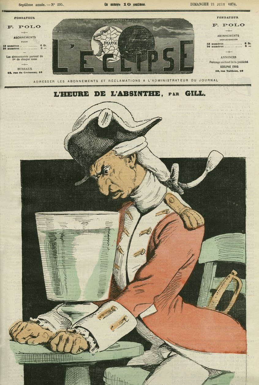 Absinttitunti, kuvitus Gillin runosta. Kansi "" L