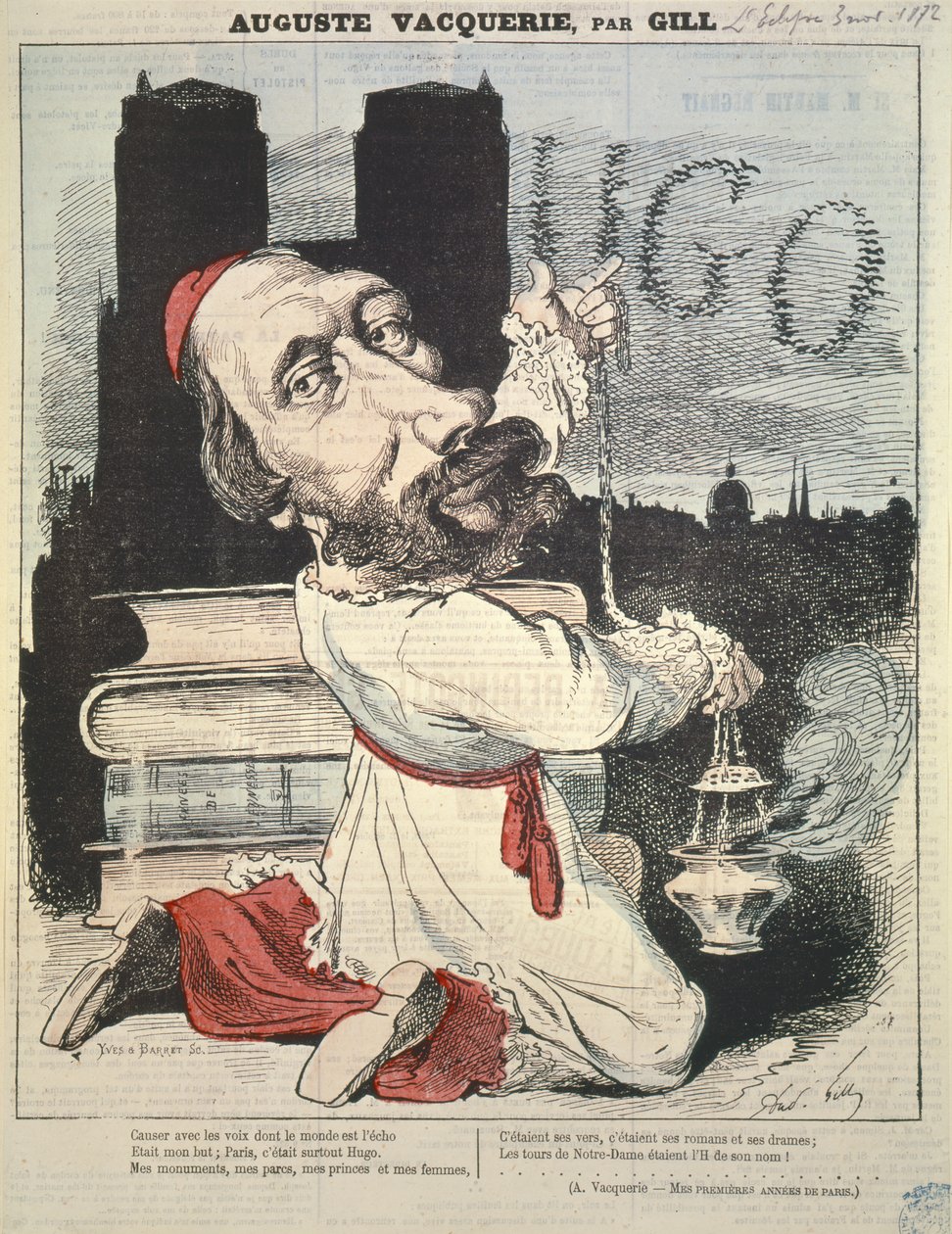 Auguste Vacquerie (1819-95) LEclipsen kannesta, kaiverrus Yves & Barret, 3. marraskuuta 1872 tekijältä Andre Gill