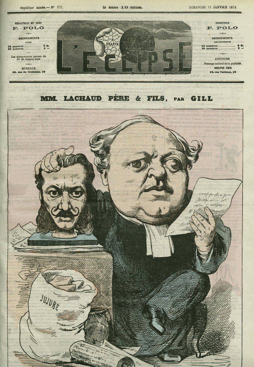 Sarjakuva Charles Lachaud (1817-1882), ranskalainen lakimies. Kansi "" L