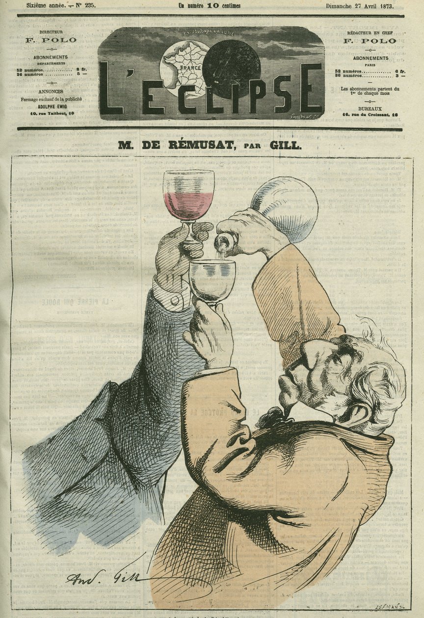 Sarjakuva Charles de Remusatista (1797-1875), ranskalainen filosofi ja poliitikko. Kansi "" L