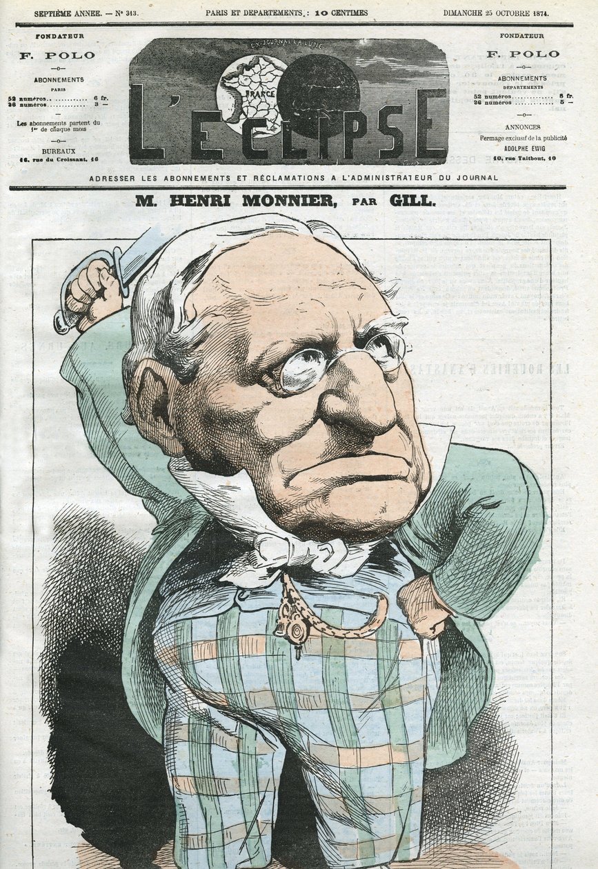 Sarjakuva Henri Monnier (1799-1877), ranskalainen näytelmäkirjailija, sarjakuvapiirtäjä, näyttelijä. Kansi "" L