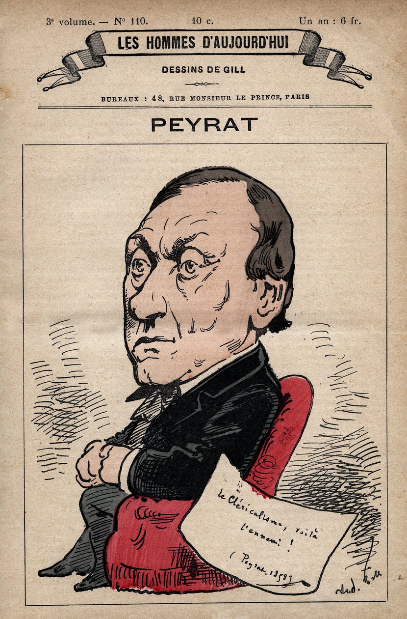 Sarjakuva Alphonse Peyratista (1812-1890), englantilainen toimittaja Les Hommes d