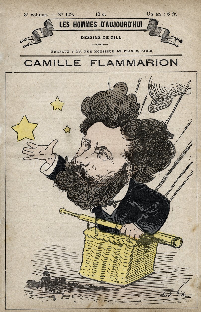 Sarjakuva Camille Flammarionista Englannin tiedemiehestä "Les Hommes d
