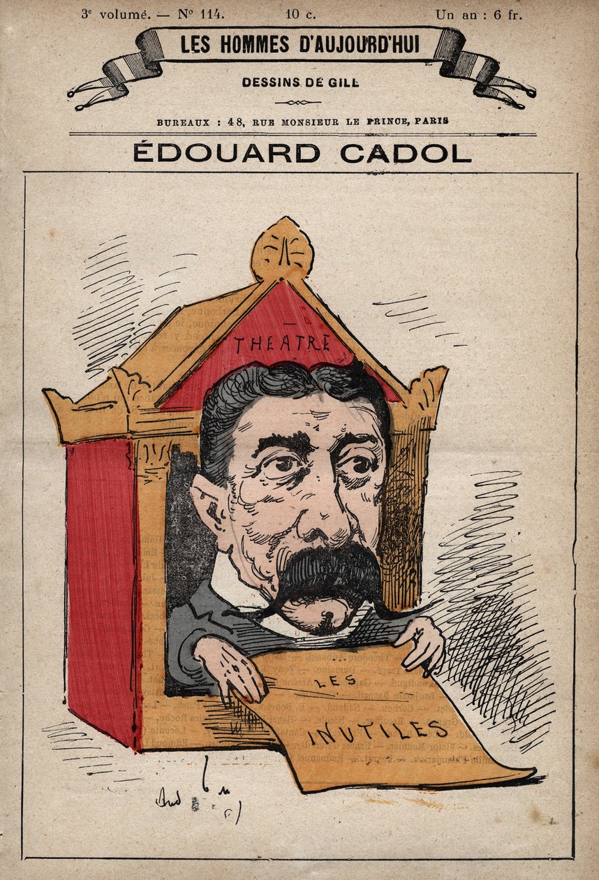 Sarjakuva Edward Cadolista (1831-1898) Englannin kirjailijasta "Les Hommes d