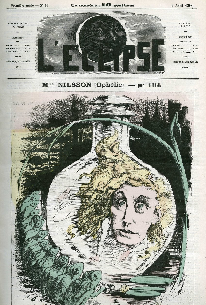 Christine Nilsson Ophelien (1843-1880) roolissa ruotsalainen oopperalaulaja. Kansi "" L