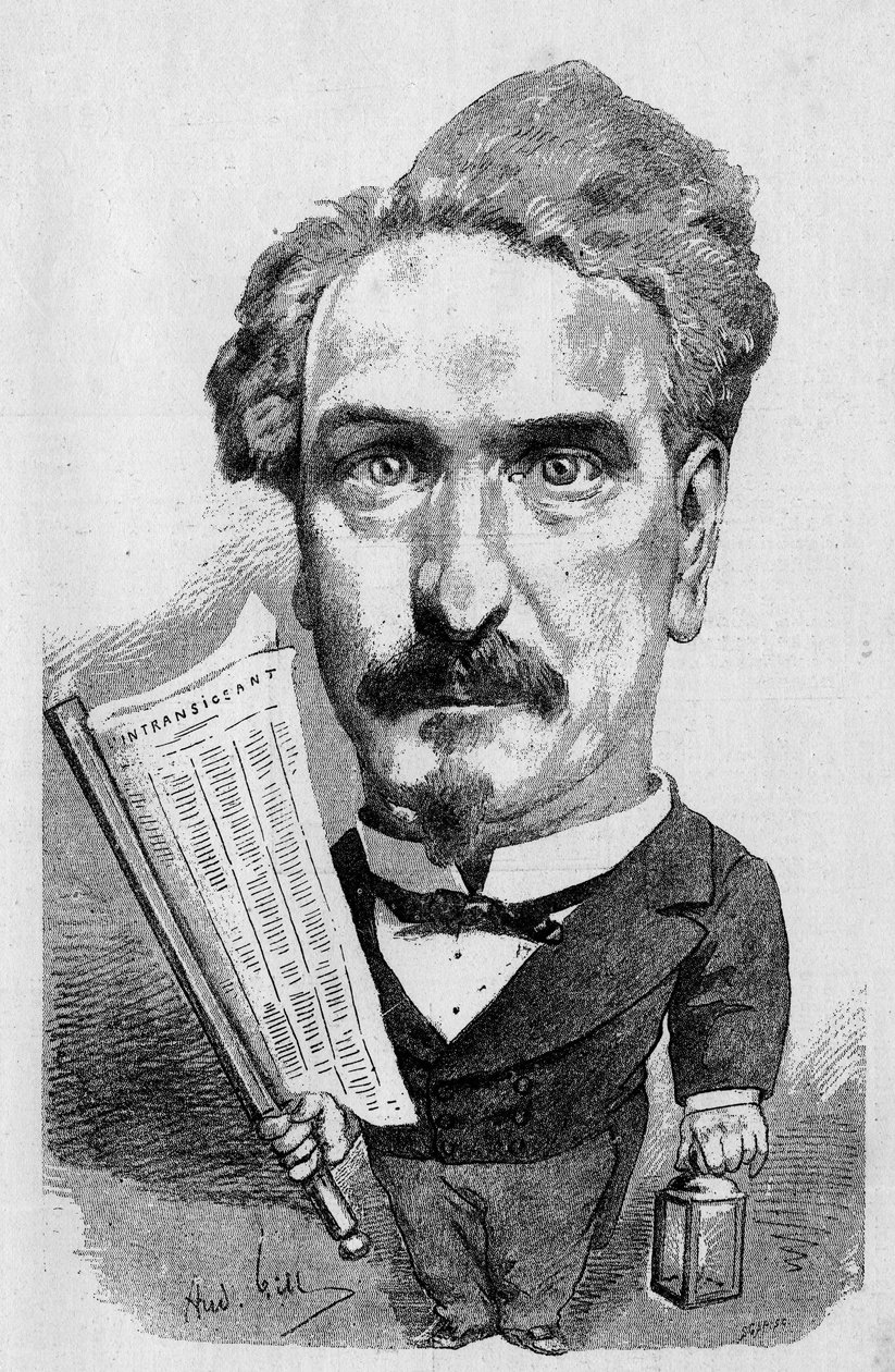 Andre Gillin piirros, joka edustaa ranskalaista toimittajaa ja poliitikkoa Henri Rochefortia (1831-1913), teoksessa "The Illustrous World" tekijältä Andre Gill