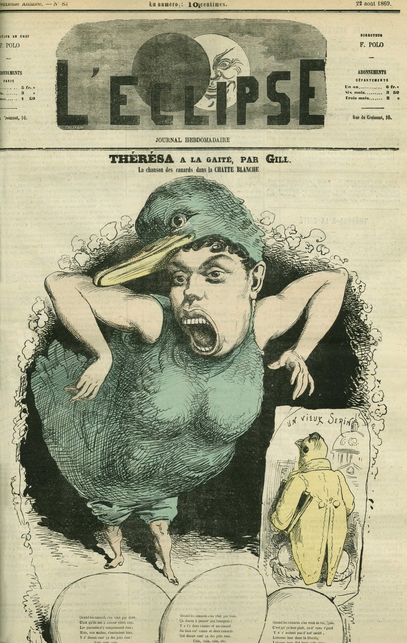 Emma Valendon dit Theresa (1837-1913), laulaja Gaite-teatterin "Tirolin ankat" -elokuvassa. Kansi "" L