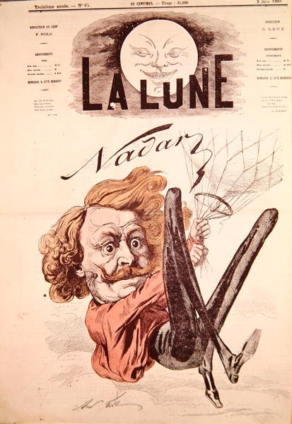 La Lune -lehden etukansi, jossa Nadar (1820-1910), 2. kesäkuuta 1867 (värilitografia). tekijältä Andre Gill