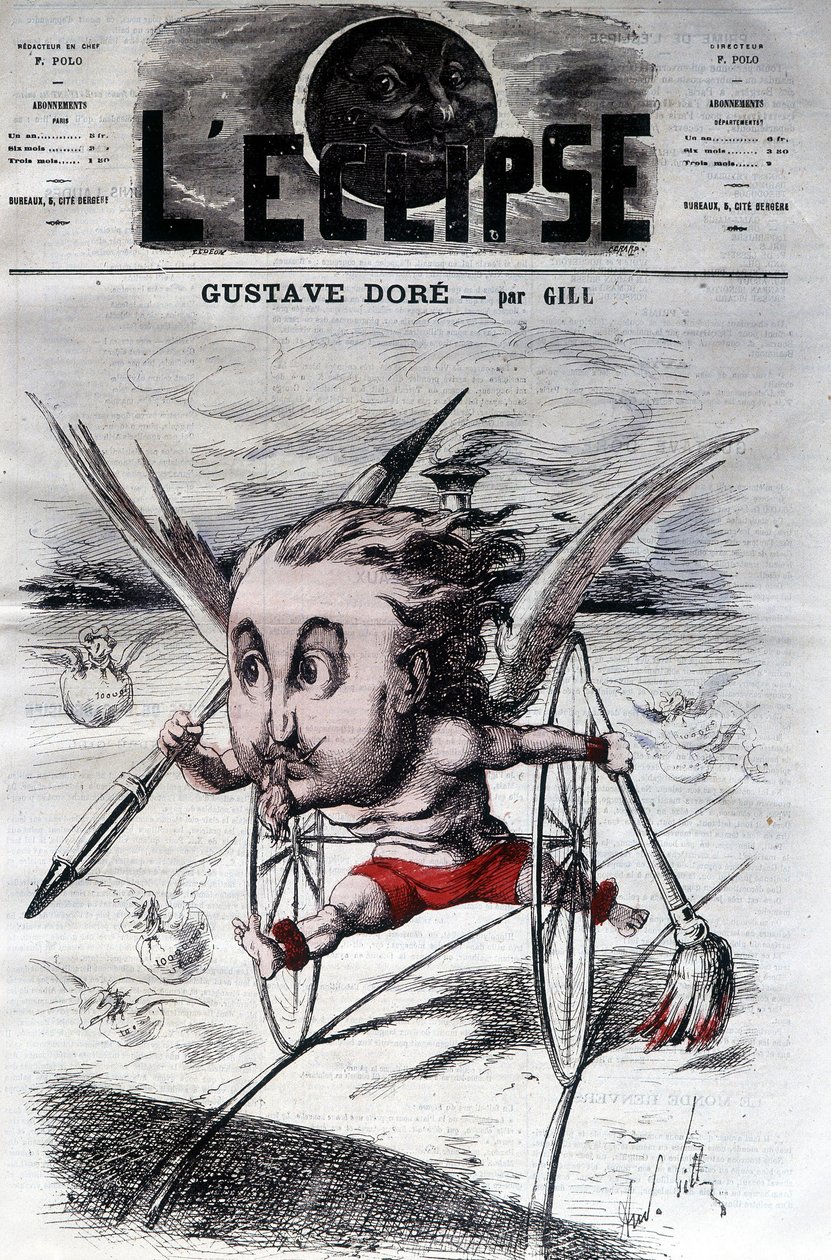 Gustave Doré. Ranskalainen piirtäjä ja taidemaalari (1832-1883). Sarjakuva DeGill. Pimennys. tekijältä Andre Gill