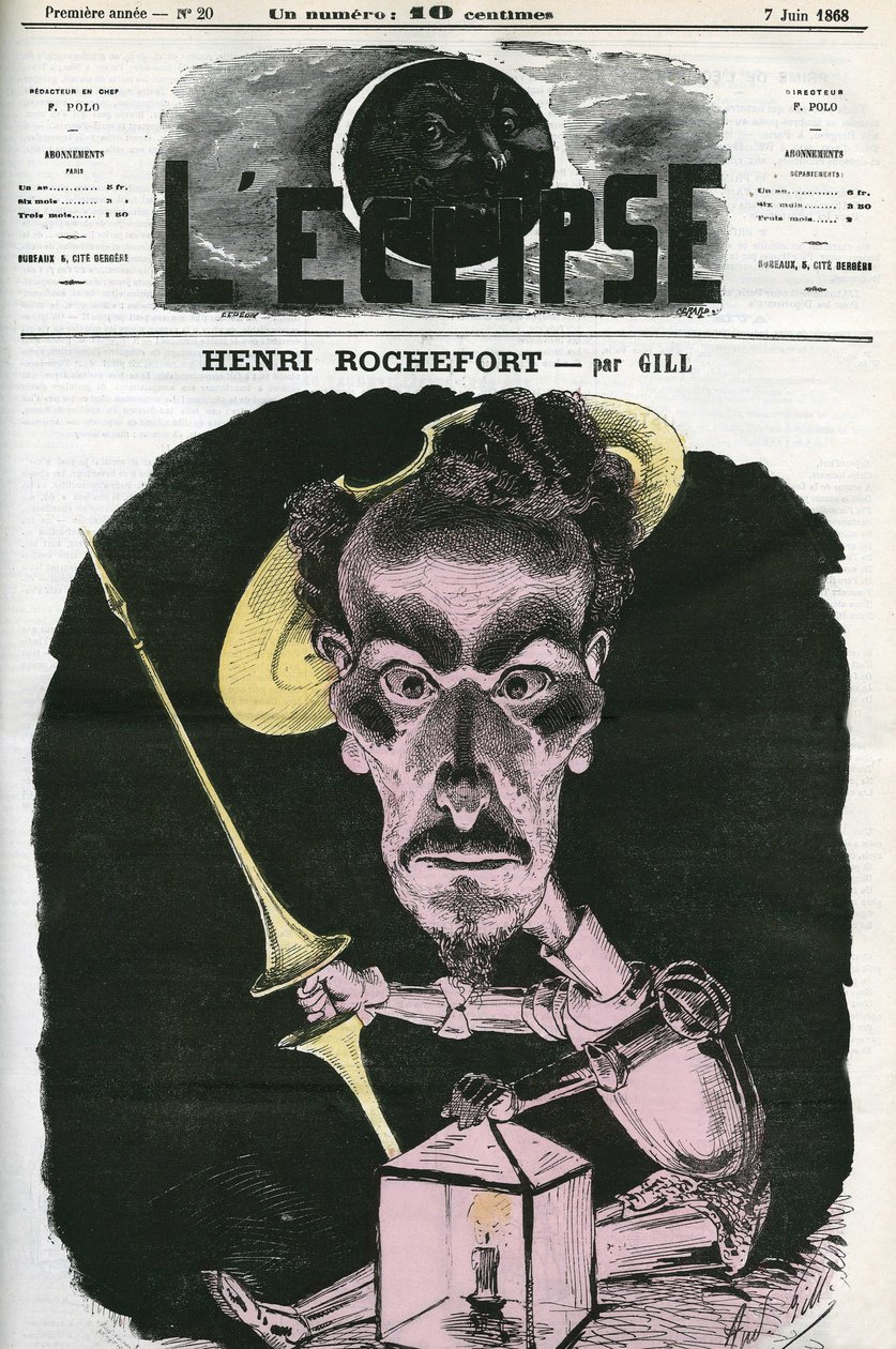 Henri Rochefort (1831-1913), ranskalainen toimittaja, kirjailija ja poliitikko. Kansi "" L