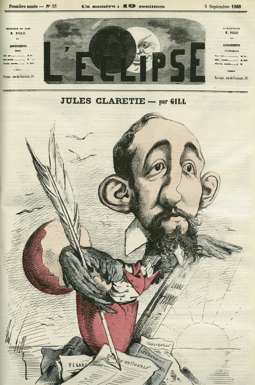 Jules Claretie (1840-1913), ranskalainen kirjailija, näytelmäkirjailija ja kriitikko. Kansi "" L