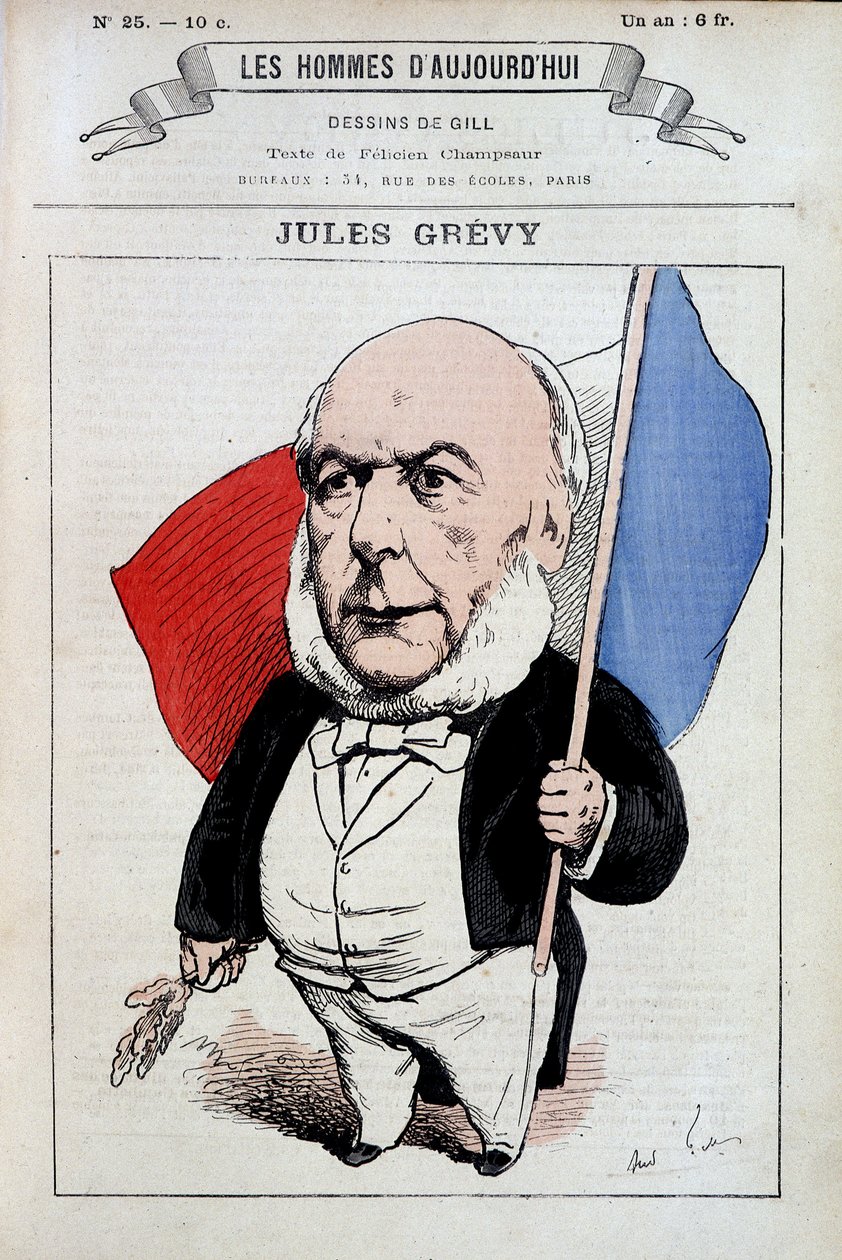 Jules Grevy Ranskan lipun kanssa - kirjoittanut Gill, teoksessa "Les hommes d