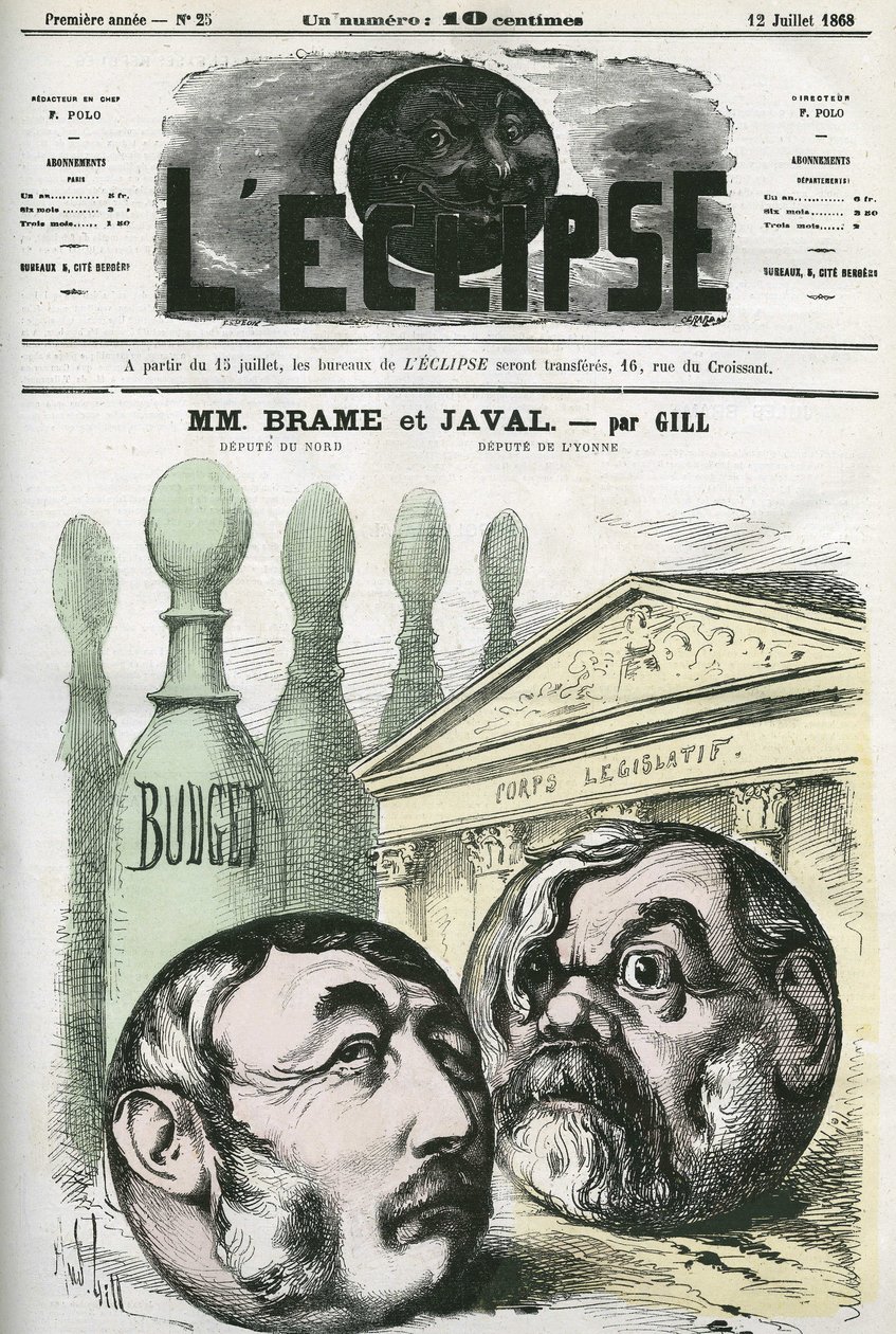 Jules Louis Joseph Brame (1808-1878) ranskalainen poliitikko ja Louis Emile Javal (1839-1907), ranskalainen poliitikko. Kansi "" L