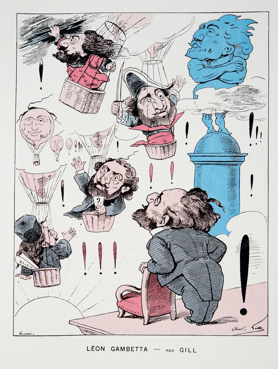Leon Gambetta, julkaisusta History of the Third Republic, Voi. I, Poliittinen historia, pub.1933 (värilitho) tekijältä Andre Gill