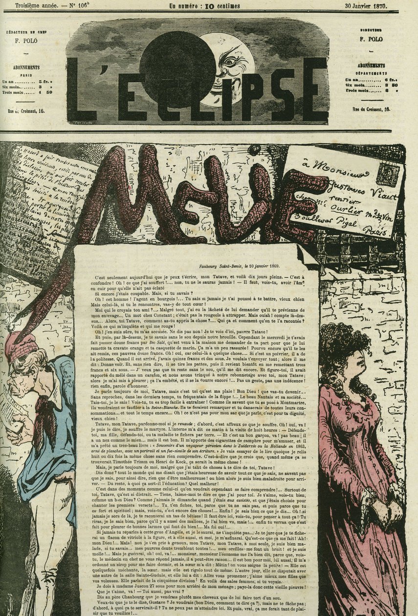 Melie, Melien rakkauskirjeessä on hänen "Tatave", Gustave Viaut. Kansi "" L