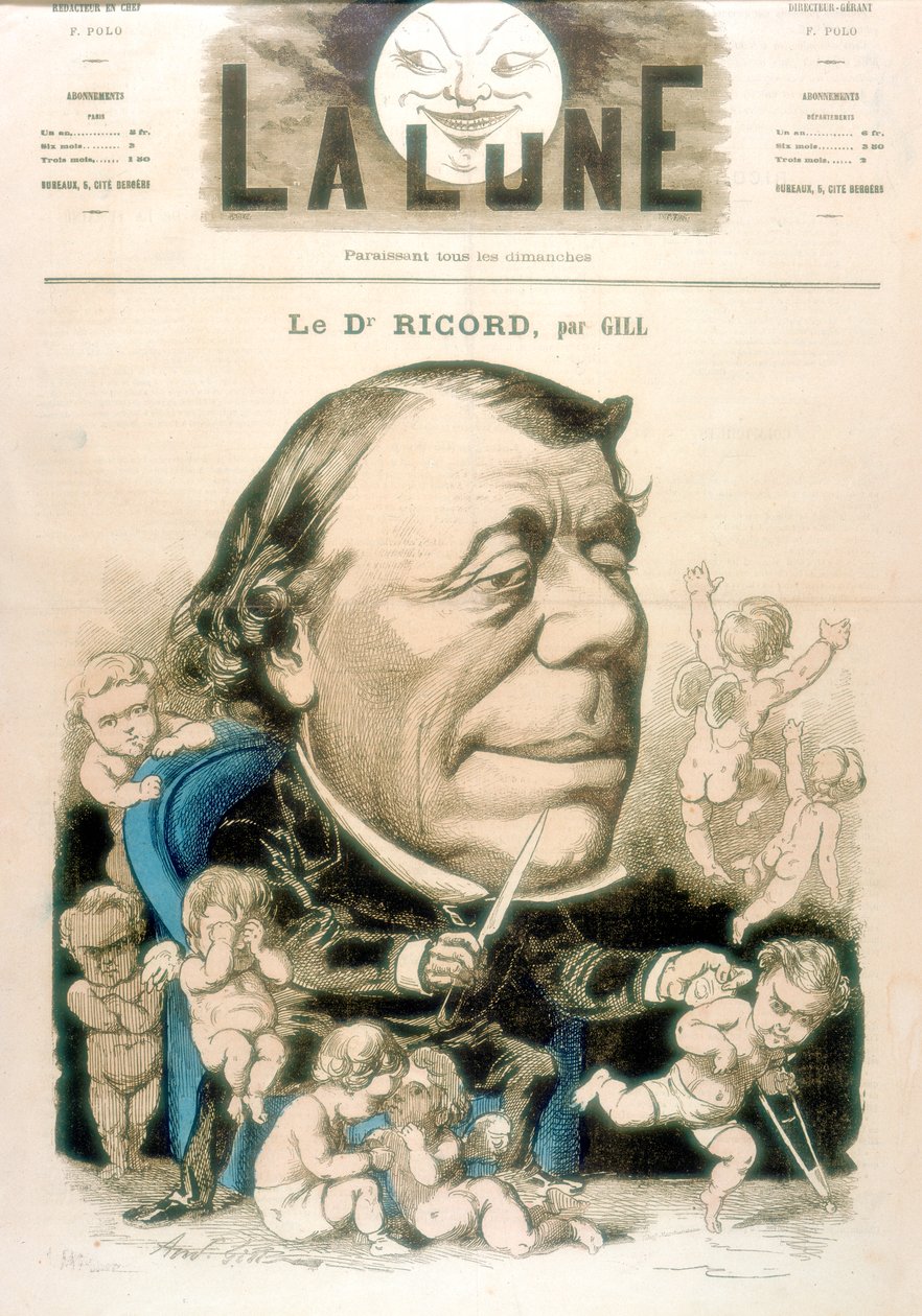Philippe Ricord, ranskalainen kirurgi ja sukupuolilääkäri, 1867 tekijältä Andre Gill