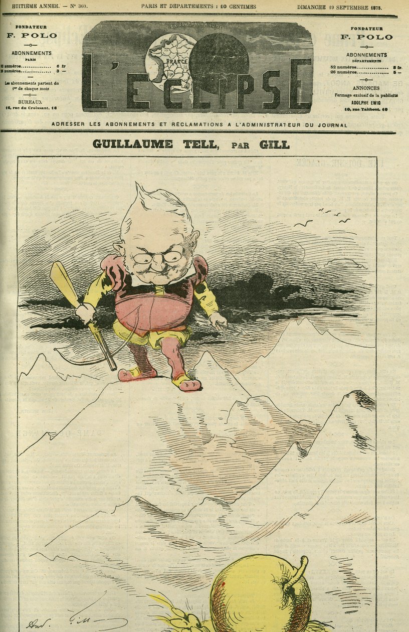 Adolphe Thiersin muotokuva Guillaume Tellissä (1797-1877), ranskalainen historioitsija ja poliitikko. Kansi "" L