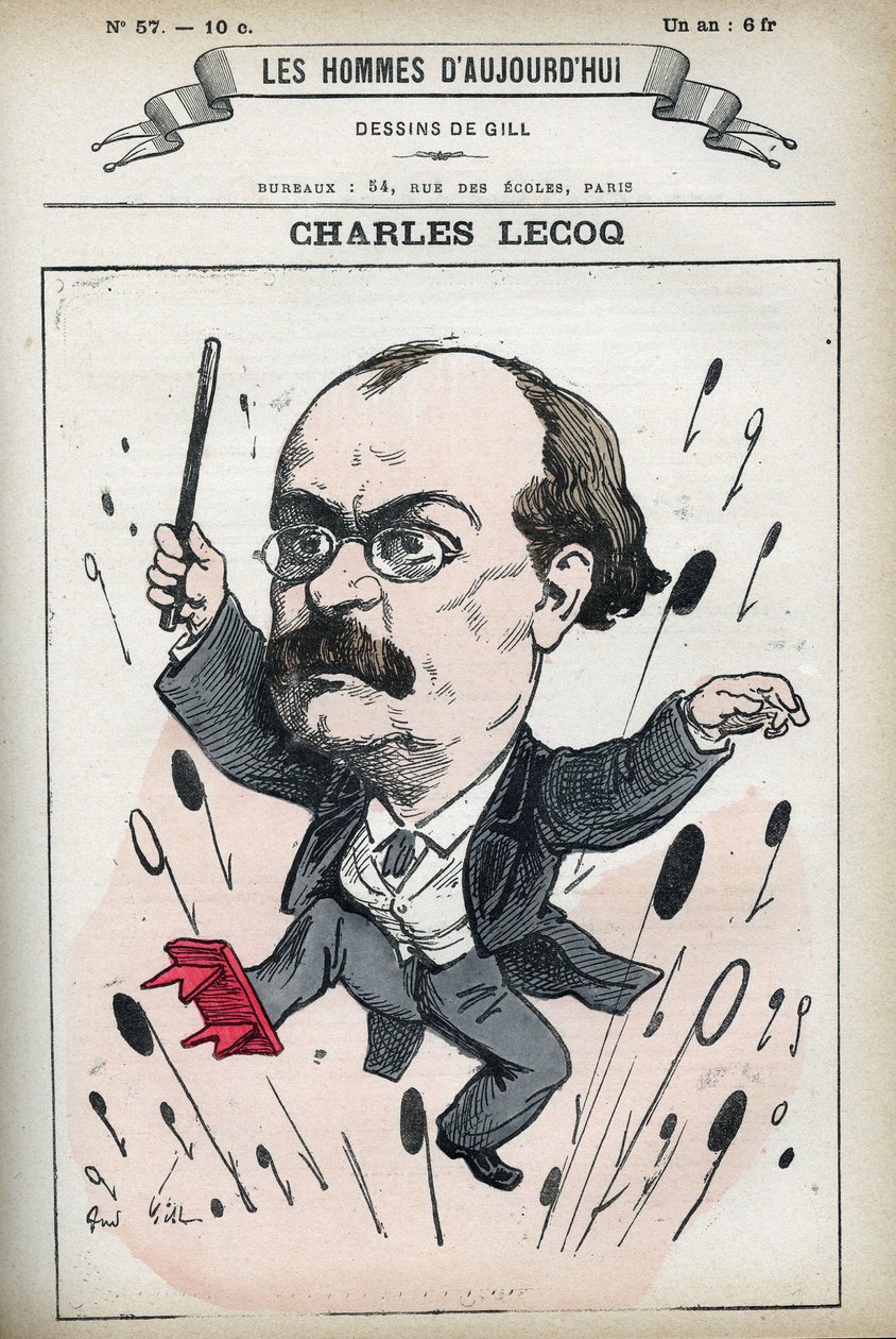 Ranskalaisen säveltäjän Alexandre Charles Lecocqin (1832-1918) muotokuva. Karikatyyri Gill, Paris. tekijältä Andre Gill
