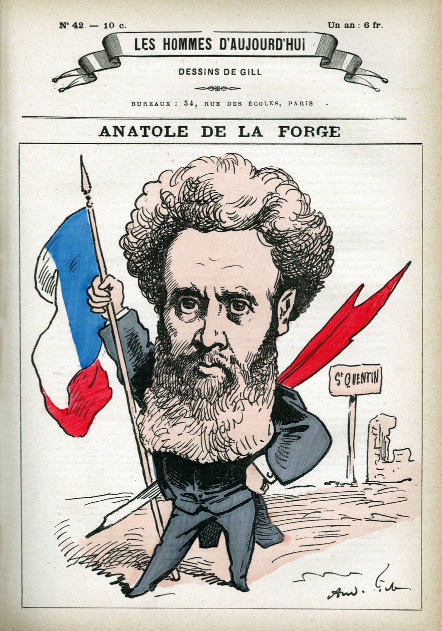 Muotokuva Anatole de la Forgesta (1821-1892), ranskalainen poliitikko ja sotilas. Gillin sarjakuva elokuvassa "Les Homme d