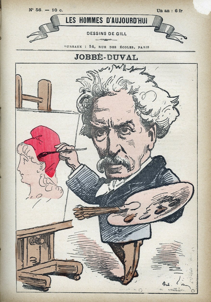 Muotokuva Armand Felix Maris Jobbe-Duval Jobbe Duval (1821-1889), ranskalainen taidemaalari ja poliitikko. Sarjakuva Gill, Paris. tekijältä Andre Gill