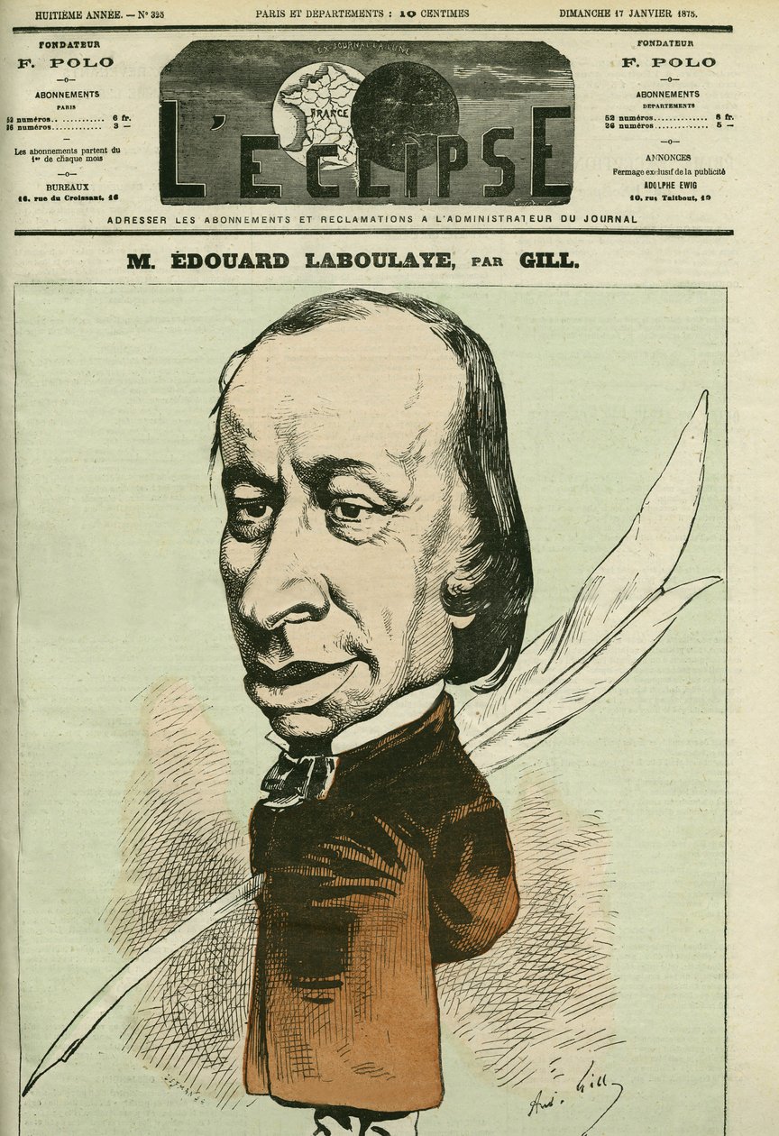 Edouard Rene de Laboulaye (1811-1883), ranskalaisen juristin, runoilijan ja poliitikon muotokuva, hän oli myös Vapaudenpatsaan keksijä. Kansi "" L