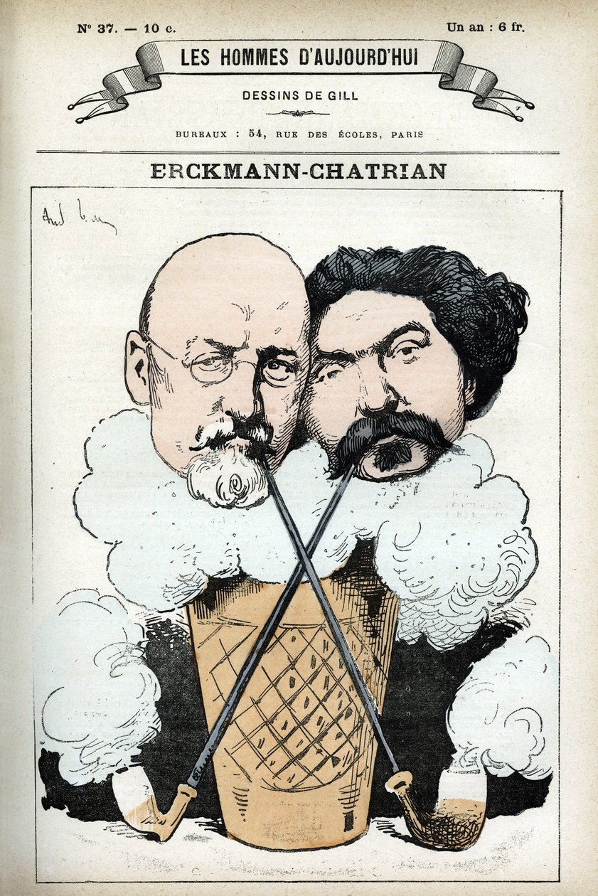 Muotokuva ranskalaisista kirjailijoista Emile Erckmannista (1822-1899) ja Alexandre Chatrianista (1826-1890). Gillin sarjakuva elokuvassa "Les Homme d