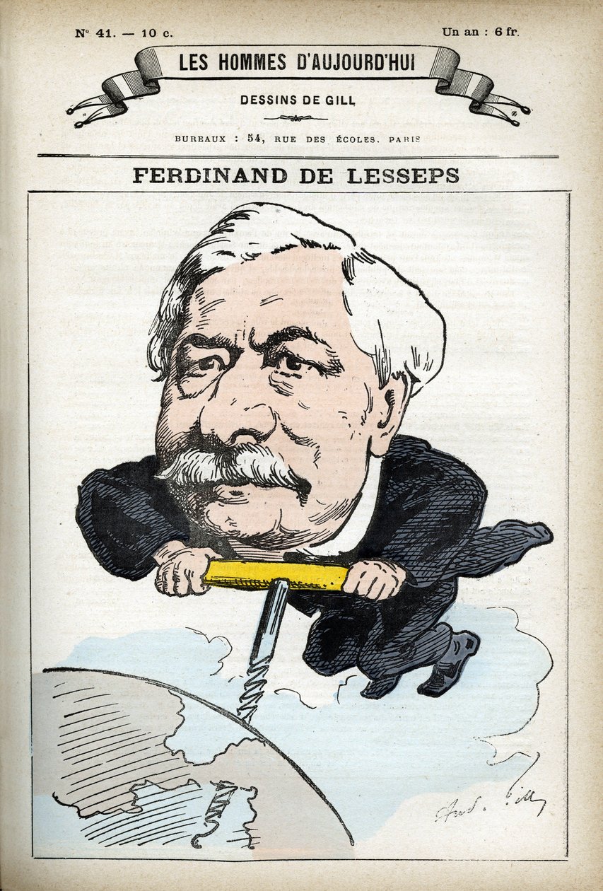Ranskalaisen diplomaatin Ferninand de Lessepsin (1805-1894) muotokuva. Gillin sarjakuva elokuvassa "Les Homme d
