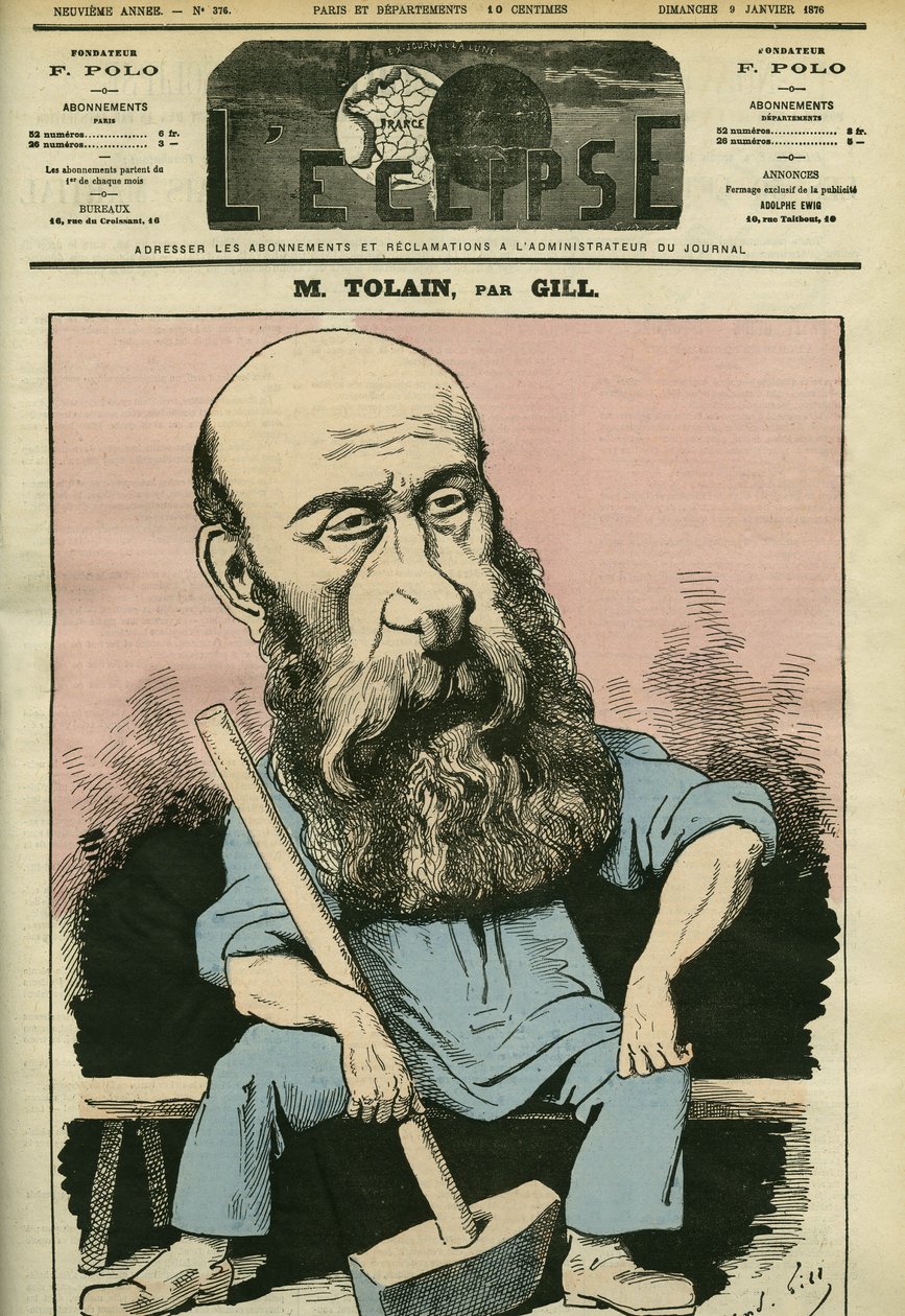 Muotokuva Henri Louis Tolainista (1828-1897), ranskalaisesta kaivertajasta ja poliitikosta. Kansi "" L