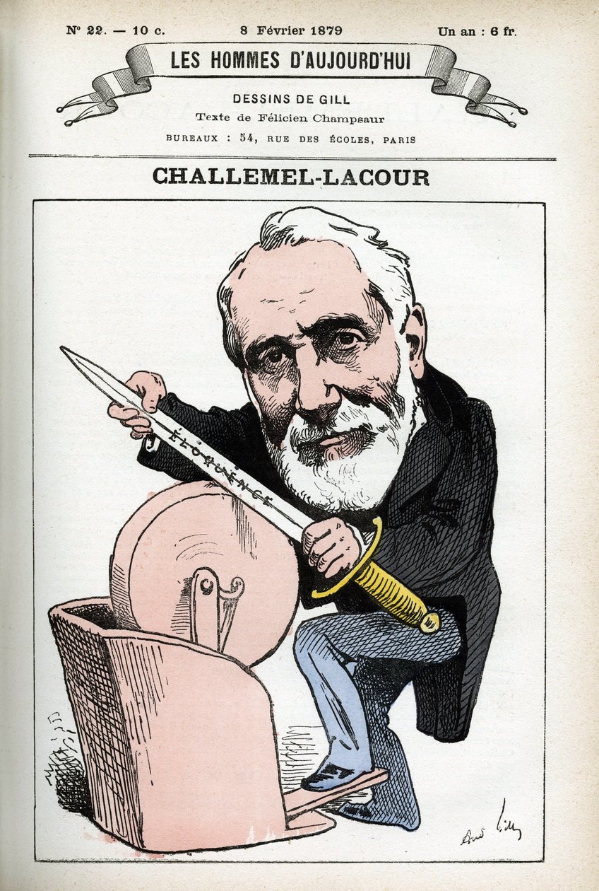 Muotokuva Paul-Armand Challemel-Lacourista (1827-1896), poliitikosta, diplomaatista ja ranskalaisen filosofian historioitsijasta. Gillin sarjakuva elokuvassa "Les Homme d