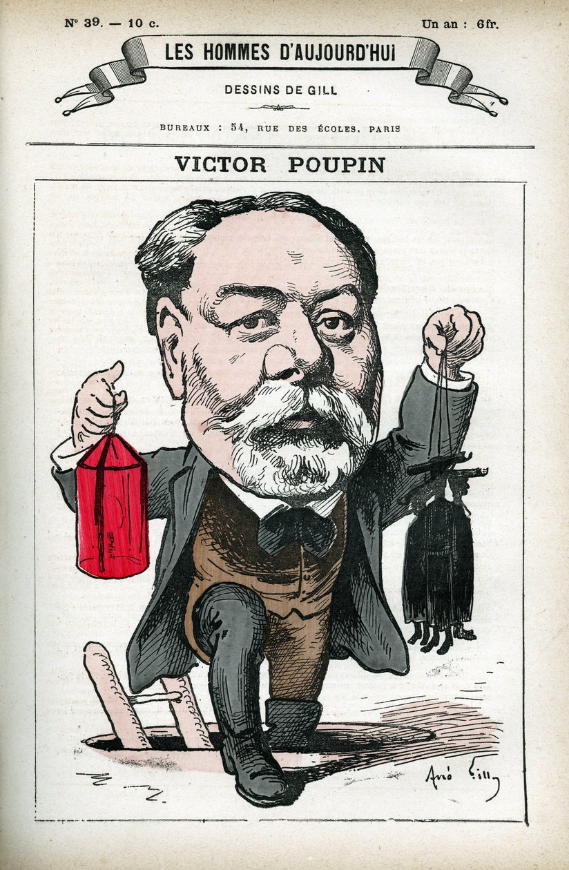 Ranskalaisen poliitikon Victor Poupinin (1838-1906) muotokuva. Gillin sarjakuva elokuvassa "Les Homme d