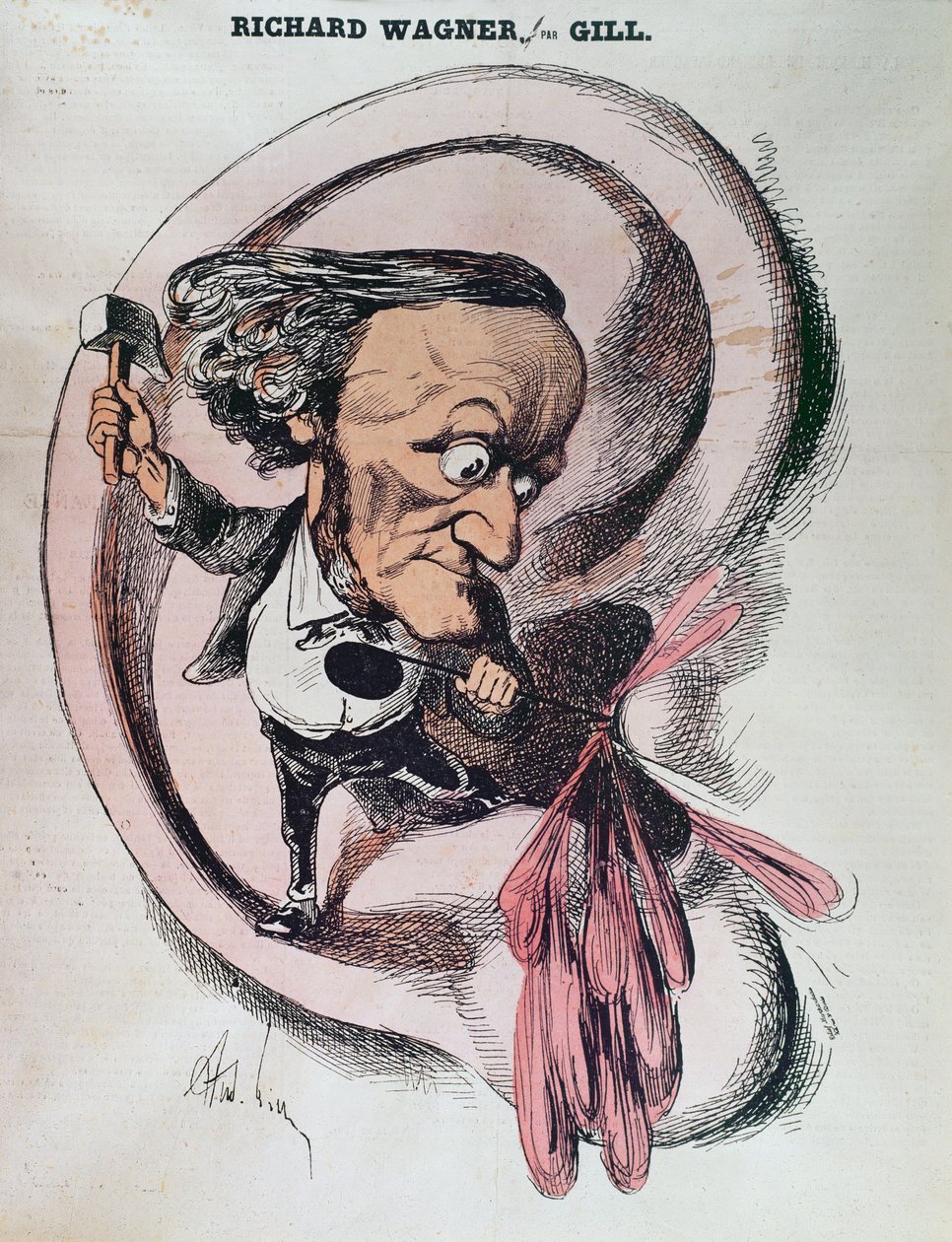 Richard Wagner halkaisee maailman tärykalvon, kuvitus "L
