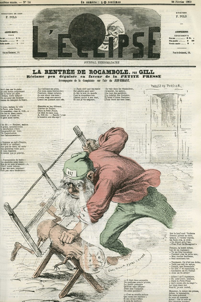 Rocamelin vuokra, "La Petite Presse" -ilmoitus. Kansi "" L