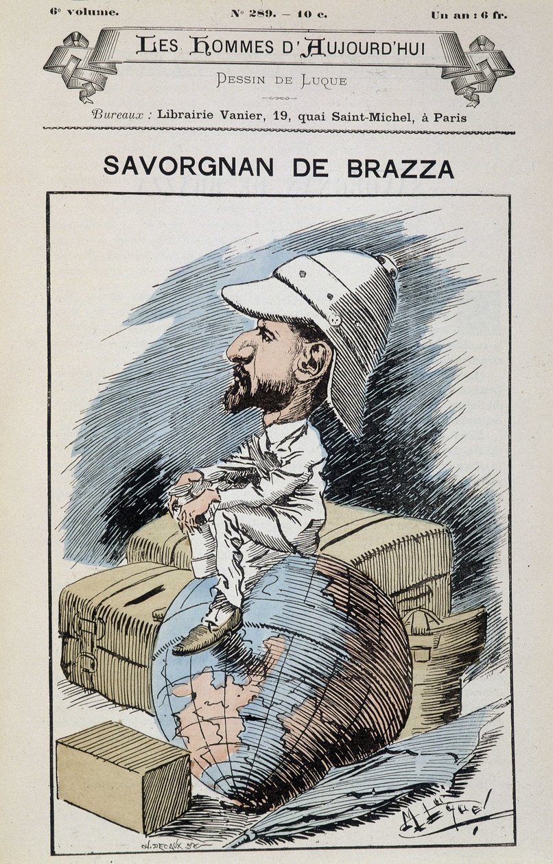 Savorgnan de Brazza - kirjoittanut Gill, teoksessa "" Tänään miehet"" tekijältä Andre Gill