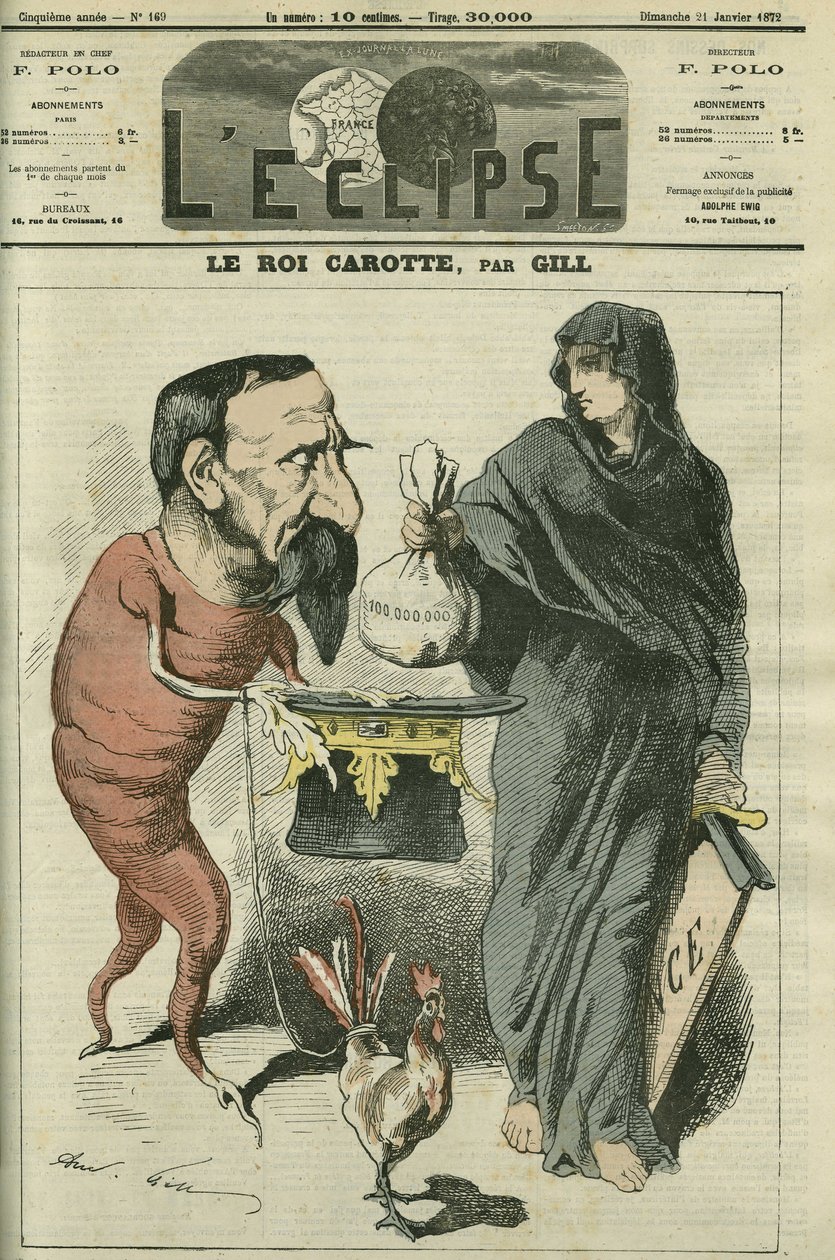 Porkkanakuningas, Napoleon III (1808-1873), tasavallan presidentti ja Ranskan keisari Sedanin tappioon saakka vuonna 1870. Kansi Gillin "" L