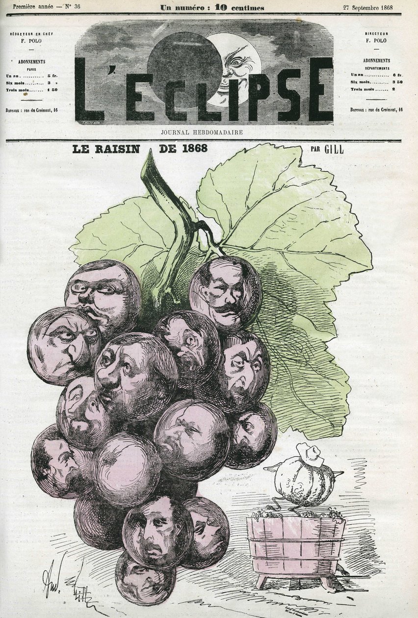 Vuoden 1868 viinirypäle, mieleen poikkeuksellinen sato. Kansi "" L