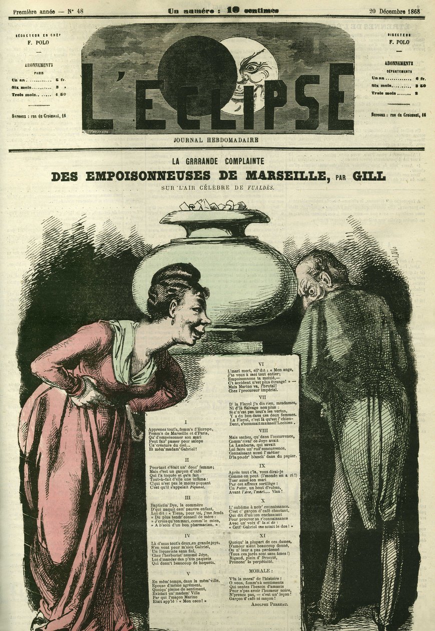 Suuri valitus "" Poisonneuses de Marseille"". Kansi "" L