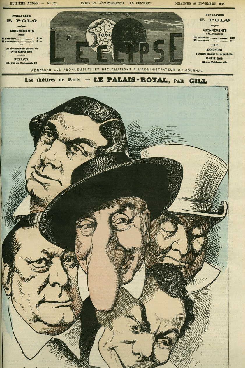 Teatteri "" Le Palais royal" - Geoffroy, Jules Brasseur (1829-1890), Hyacinthe, Lassouche ja Lheritier, ranskalaiset näyttelijät. Kansi "" L