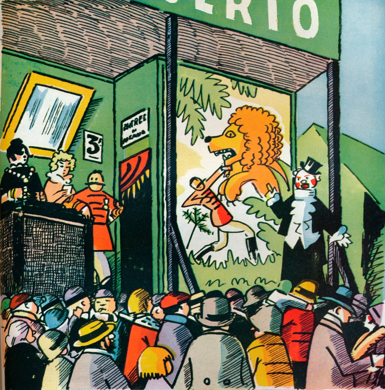 Kuvitus Andre Helle elokuvasta Fables de la Fountaine, 1922, 1929 tekijältä Andre Helle