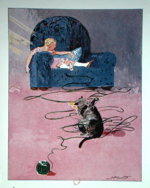 Alice Sleeping, kuvitus Lewis Carrollin (1832-98) teoksesta "Liisa ihmemaassa", julkaisija Editions Delagrave, Paris tekijältä Andre Pecoud