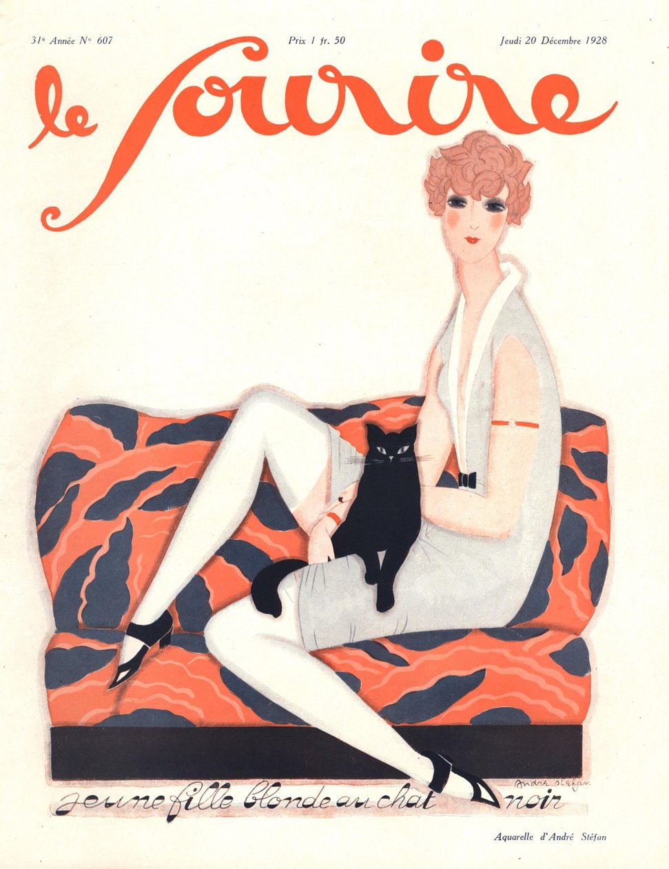 Le Souriren etukansi, joulukuu 1928 (värilitho) tekijältä Andre Stefan