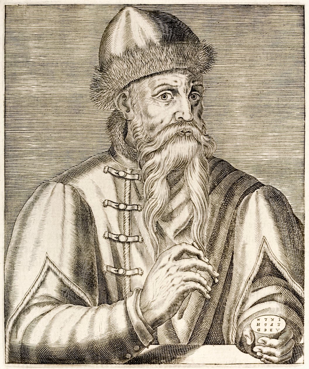 Johannes Gutenberg: saksalainen keksijä, jonka keksijä liikkuva kirjapaino aloitti painovallankumouksen André Thévetin vuonna 1584 julkaisemasta True Portraits -julkaisusta. tekijältä Andre Thevet