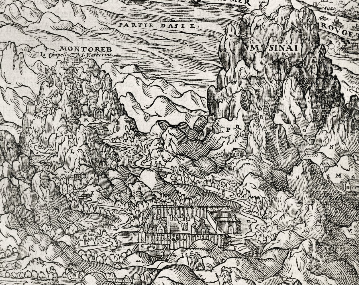 Siinain vuoristoalue, Andre Thevetin (1504-1592) kaiverrus, Pariisi, Ranska. tekijältä Andre Thevet