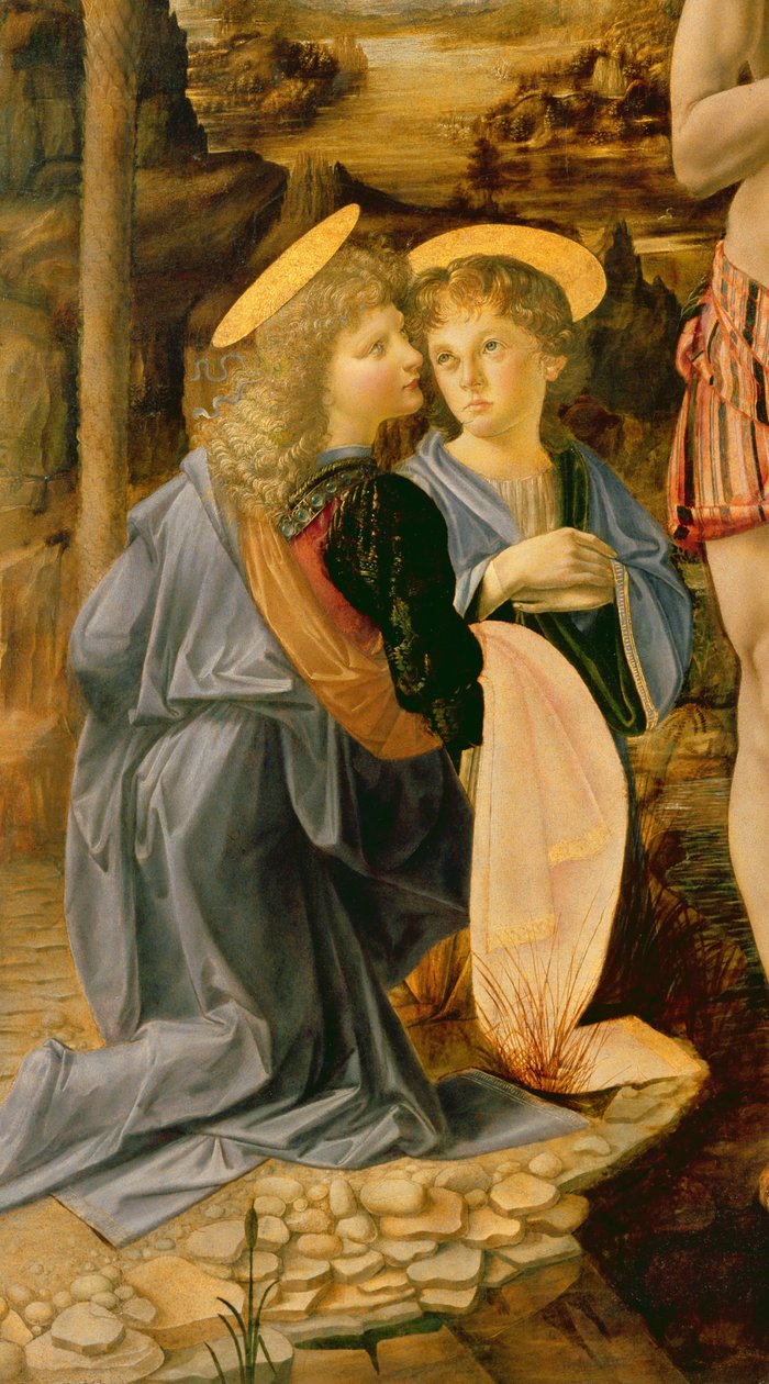 Johannes Kastajan Kristuksen kaste, n. 1475 (yksityiskohta 362326) tekijältä Leonardo da Vinci
