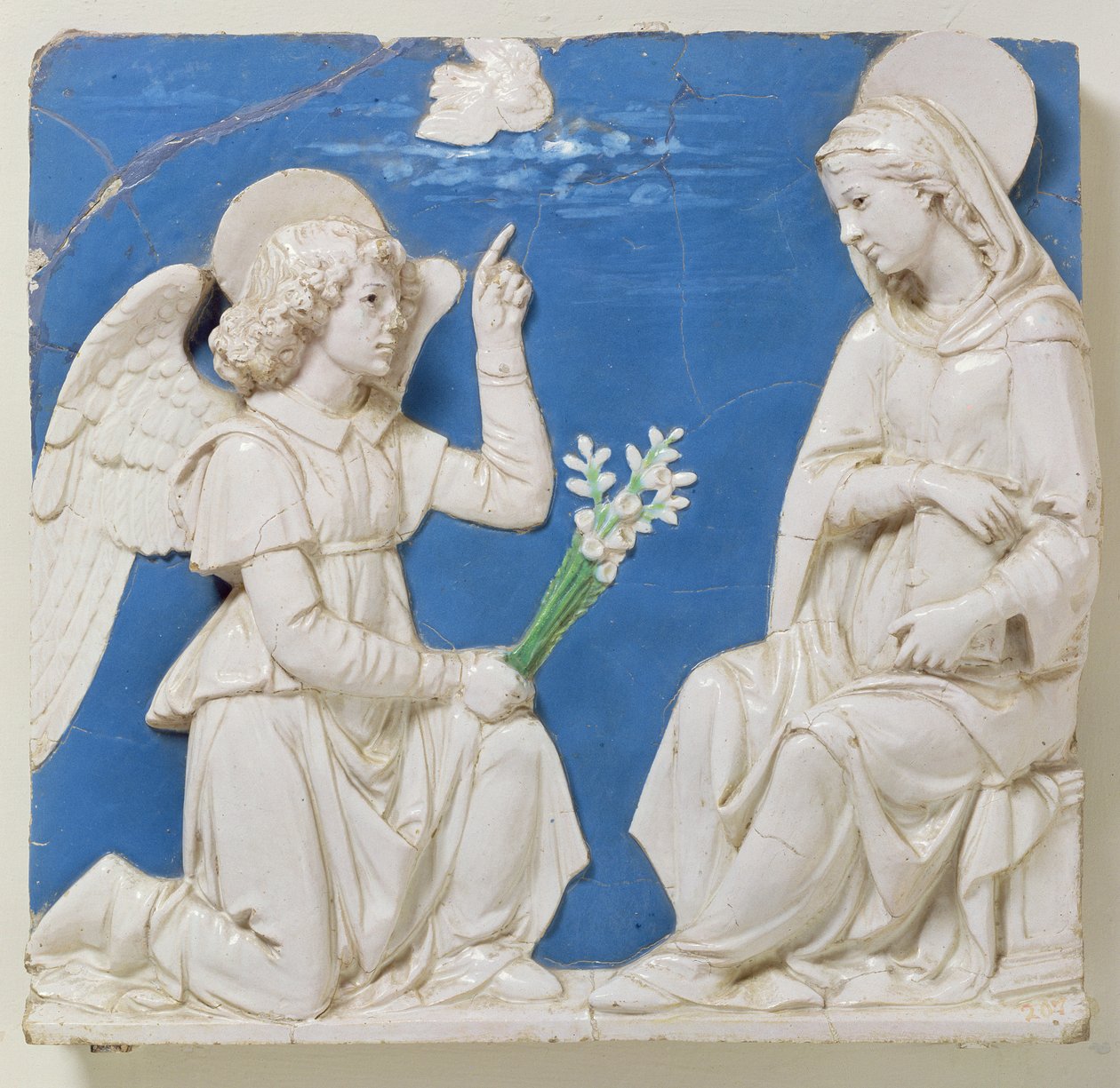 Anunciation (lasitettu terrakotta) tekijältä Andrea Della Robbia